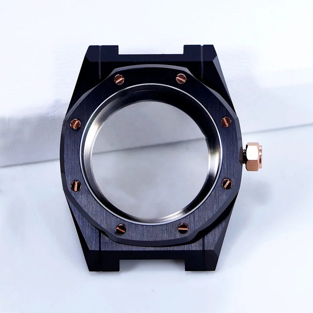Octagonal 316L Stainless Steel Watch Case 39mm 100m Waterproof Sapphire Glass for Miyota 9015 9039 Slim Watch Parts