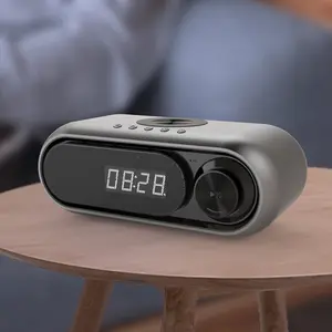 Custom Home Bedside Hotel Wake Up LED Night Light 10W Wireless Charger Digital Alarm Clock Speaker Bluetooth