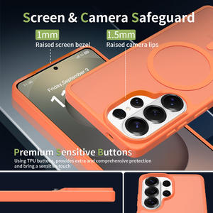 Funda Magnética <span class=keywords><strong>de</strong></span> Alta Calidad con Tacto <span class=keywords><strong>de</strong></span> Piel para Samsung S26 Ultra, Color Naranja, para Samsung S25, 24, 23, 22 - Product Image 5