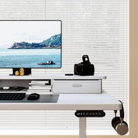 Bureau d'angle électrique blanc en forme de L, réglable en hauteur, pour jeux et travail à domicile