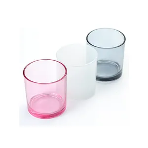 Custom design colored glass candle cup with lid