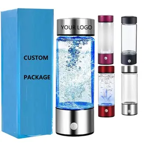 420mlUSBペム水素注入水ガラスカスタム水素水ボトルポータブルガラス水素水発生器ボトルロゴ付き