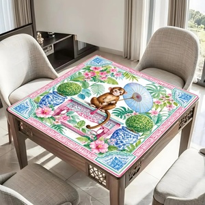 Pink Chinoiserie Monkey Modern Luxury Mahjong Mat Tropical Floral Ginger Jar Game Board for Poker Durable Anti-noise - Product Image 1