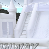 Château gonflable multicolore avec toboggan - Matériel PVC - Aire de jeux élégante sur le thème des mariages pour enfants - Amusement intérieur et extérieur