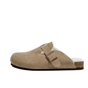Chaussons d'extérieur pour femmes en daim doublés de fourrure et rembourrés de coton, style <span class=keywords><strong>Birkenstock</strong></span>, pour l'automne et l'hiver, plateforme épaisse - Product Image 5