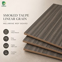 Panneau MDF mélaminé Jinbase 18 mm, gris-brun fumé rayé, E0, 1220x2440 mm, panneau de fibres à densité moyenne stratifié mélamine pour