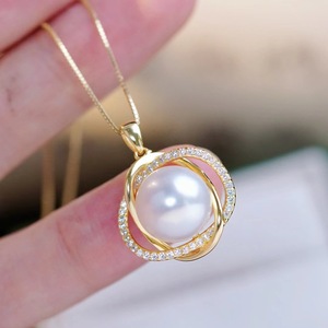 Collar con Colgante de Plata S925 con Cuentas Redondas Grandes de 11-12 mm de Alta Calidad, Joyería Atmosférica de Oro Platino Liso y Redondo - Product Image 3