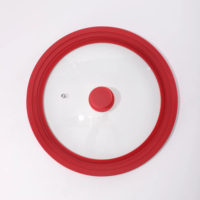 Couvercle en silicone universel avec rebord en verre trempé et joint de sortie de vapeur pour casseroles et ustensiles de cuisson