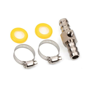Fuel Line Connector 3/8 In 304 Stainless Steel T Type Barb With <b>Clips</b> And O <b>Rings</b> For Automotive Use - Product Image 1