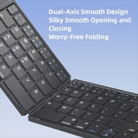 Clavier de poche sans fil ultra-plat à double pliage, 65 touches, rechargeable, à mécanisme ciseaux, pour ordinateur portable, tablette, téléphone portable