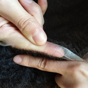 Groothandel Goedkope 10Mm Krullend Indian Haar Toupetje Natuurlijke Kleur Super Fijn Voor Zwitserse Kant Vervanging Voor Mannen Zwarte Mannen Prothese - Product Image 6