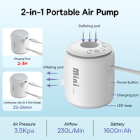 Compresseur d'air électrique portable Baseus 2-en-1 avec 4 buses et 3 modes d'éclairage pour matelas pneumatiques, lits, tapis gonflables, flotteurs de piscine