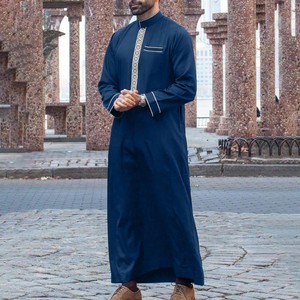 Abbigliamento Islamico CCY Ricamato con Colletto Rialzato, Qamis da Uomo, Boubou Homme Musulman, Jalabiya per Uomini - Product Image 3