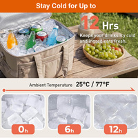 Bolsa Térmica Impermeable Acolchada de 32L de Gran Capacidad para 48 Latas, Ideal para Playa, Camping, Picnic y Senderismo