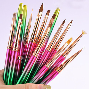 Lot de 15 pinceaux à ongles en métal arc-en-ciel, poils en nylon, multifonctionnels, plats, ovales, angulaires, pour gel acrylique 3D, salon et manucure DIY - Product Image 5