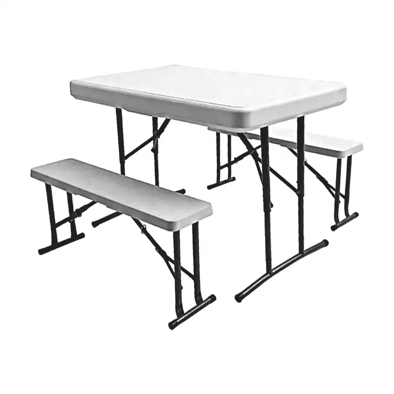 Bistro beer 3 Kits table with two benches folding powder steel frame outdoor summer picnic garden HDPE solid top furniture