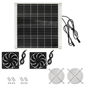 Kit de ventilateur solaire 120mm 15W Panneau solaire avec 2 ventilateurs étanches Ventilateur d'air avec câble de 13 pieds pour serres - Product Image 3