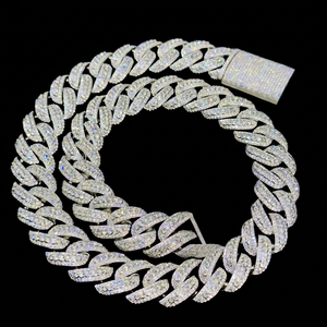 Upside Setting Diamond Chains Custom S925 Vvs Moissanite Cuban Link Chain Hip Hop Iced Out Lab Diamond Necklace Fine Men Jewelry - Product Image 1