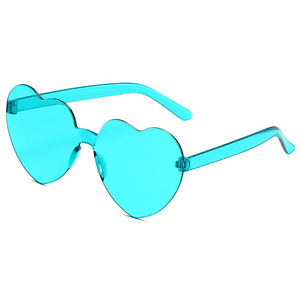 Lunettes de soleil multicolores en forme de cœur sans monture pour femmes, idéales pour les fêtes en gros avec couleurs acidulées - Product Image 4