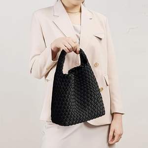 Sac à main de luxe à poignée supérieure, en toile tissée, unisexe, doublure en cuir véritable, capacité 3L+, mode, bandoulière unique - Product Image 6