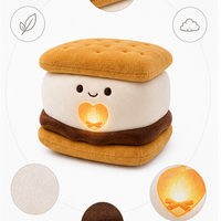 Peluche Super Douce en Forme de Biscuit Sandwich Mignon, Coussin de Dessin Animé IA, Poupée Rembourrée en Coton PP, Cadeau OEM ODM pour Enfants et Fans, Idéal pour les Fêtes