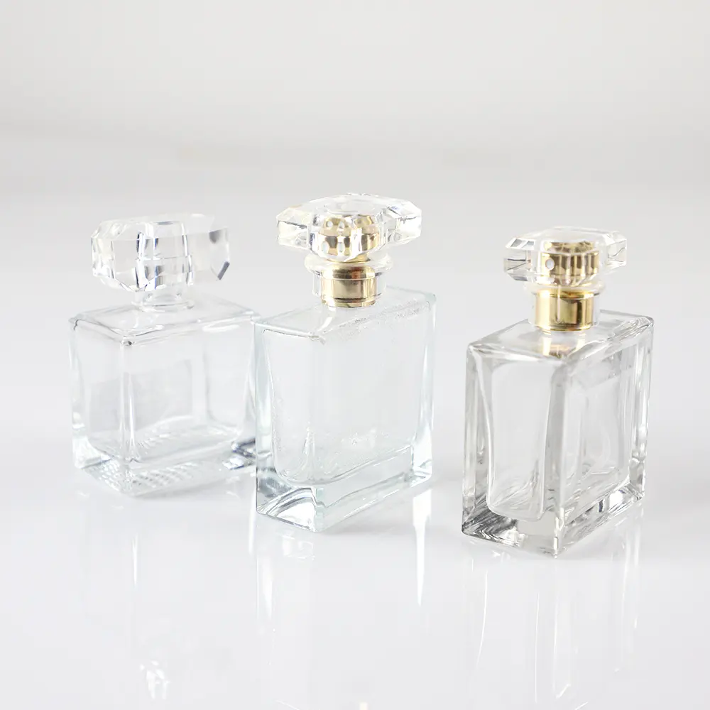 Luxe En Gros Unique Vintage Rechargeable 5Ml Clair Mini 10Ml 30Ml 50Ml 100Ml Carré Pulvérisation Verre Emballage Bouteille De Parfum