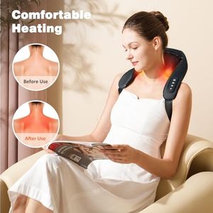 Masseur dorsal électrique sans fil 3D avec chaleur, télécommande, en cuir PU, 2000 mAh, <span class=keywords><strong>coussin</strong></span> de massage pour les épaules et le cou - Product Image 3