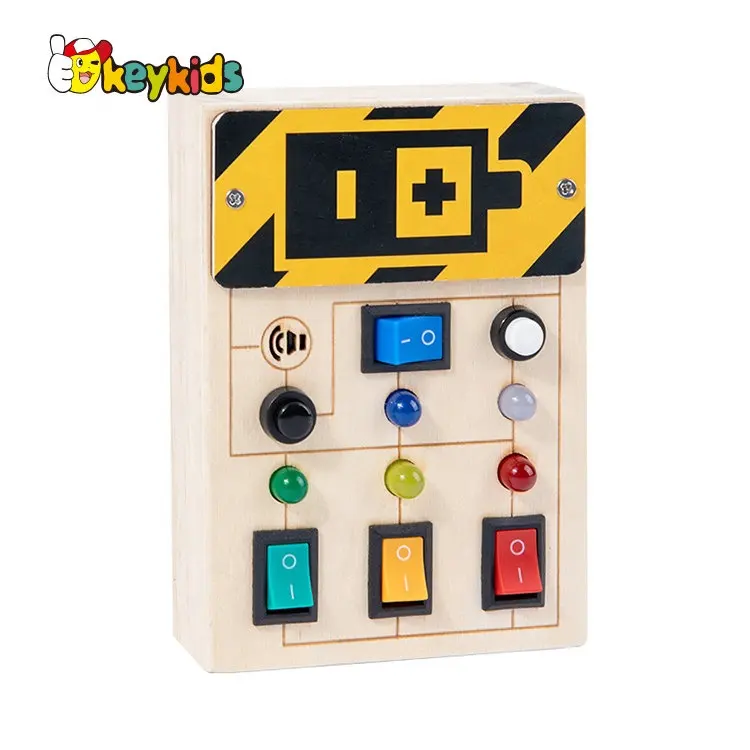 Montessori learning toys sensory wooden electric switch board for children W12D459
