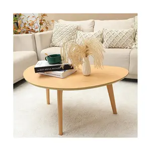 Meja makan kayu Oval kecil kualitas tinggi meja teh kayu solid untuk ruang tamu grosir