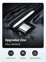 Cable USB C UGREEN US317 de ángulo recto, USB A a USB C, con carcasa de aleación de zinc de alta pureza, cable trenzado, diseño humanizado de 90 grados.