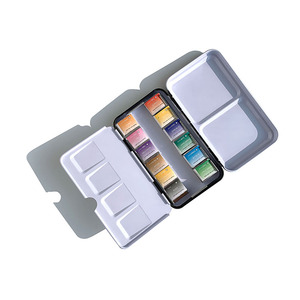 12 colori a tinta unita di vernice di colore di acqua pan torta set con scatola di latta portatile - Product Image 3