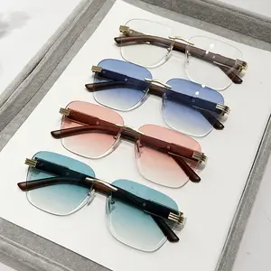 Новые безрамные Квадратные Солнцезащитные очки с леопардовым орнаментом, модные уникальные уличные солнцезащитные очки