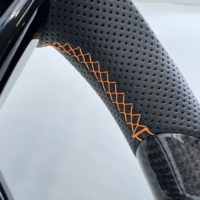 Volant en fibre de carbone noir brillant de haute qualité CCExcellent avec dessus rond et dessous plat pour Dodge Ram 2015-2022