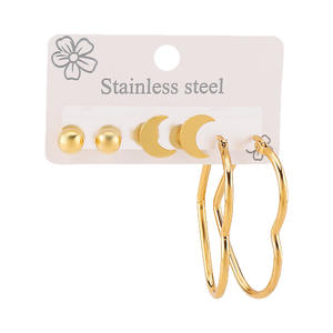 À la mode grand cercle boucles d'oreilles boucles d'oreilles clous d'oreille femmes en acier inoxydable géométrique boucle d'oreille ensemble balancent boucles d'oreilles fête cadeau bijoux de mode - Product Image 1