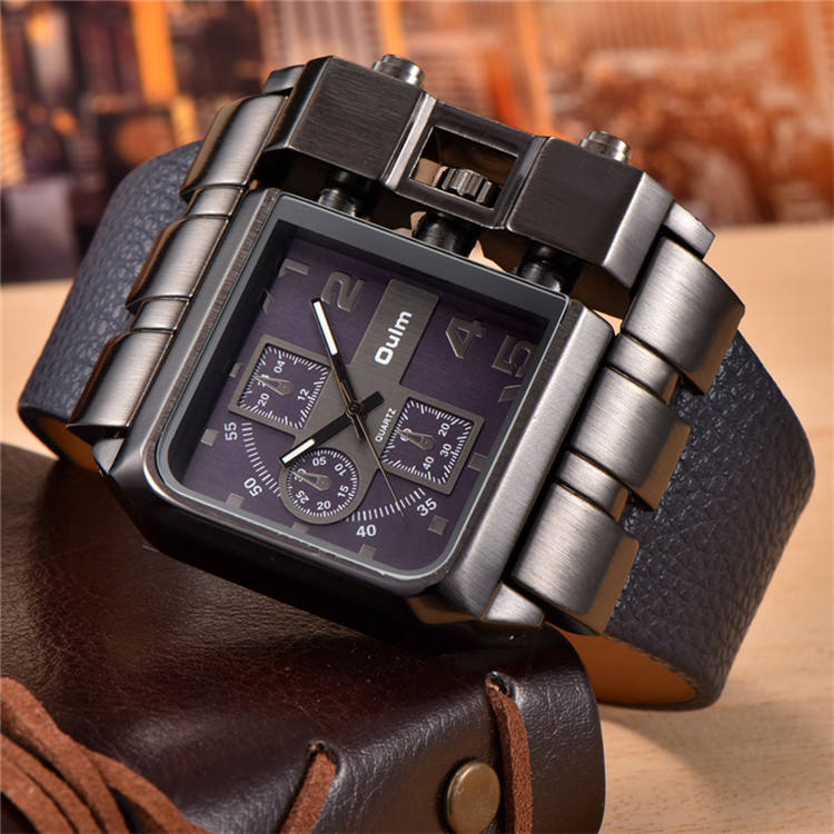 Oulm Exaggerated Large Big Watches Men Luxury Brand Unique Designer Quartz  Watch Male Heavy Full Steel Leather Strap Wrist Watch
