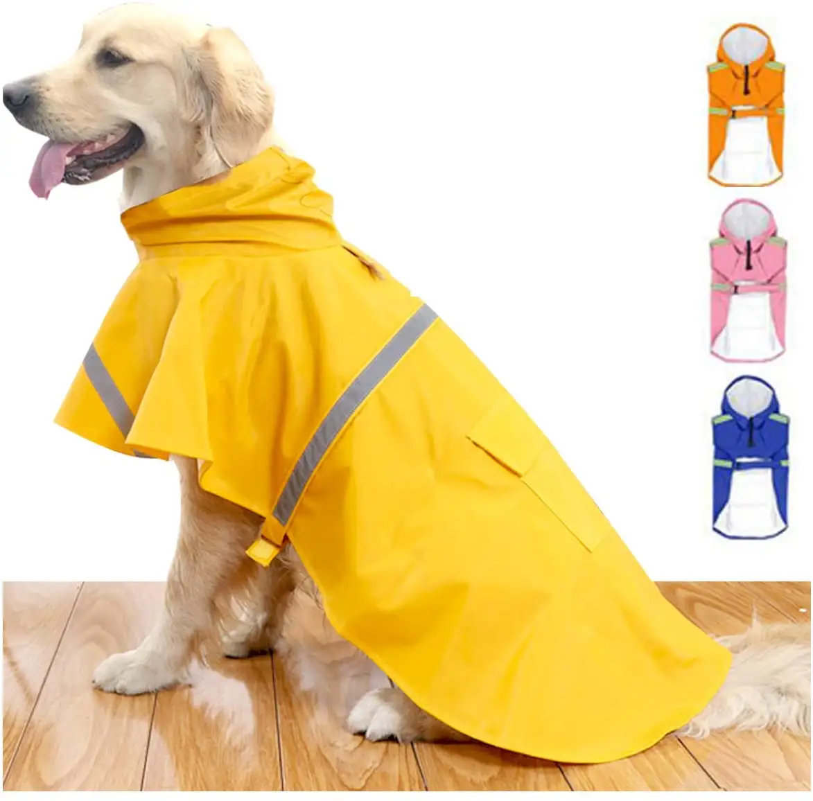 Jaket Hewan Peliharaan Dapat Diatur Tahan Air Jas Hujan Anjing Reflektif