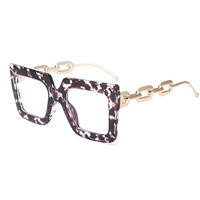 3207 nouvelle chaîne Unique 2023 nouvelle monture de lunettes Anti-lumière bleue femmes carré mode surdimensionné vert léopard lunettes d'ordinateur