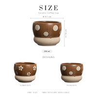 Tasse à café en céramique personnalisée FENN, sans anse, pour latte, 290 ml, pour expresso, cappuccino, tasse à thé en céramique marron, tasse en poterie pour cadeau