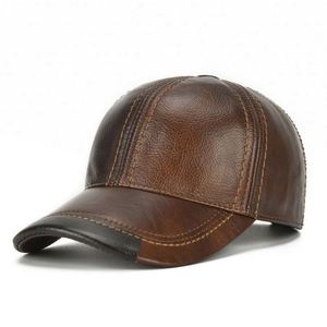 Hot Selling New Arrival Cowhide Fall Winter Sports Caps Baseball Cap <b>Hat</b> Men Outdoor Street Men Genuine Leather <b>Hat</b> - Product Image 1