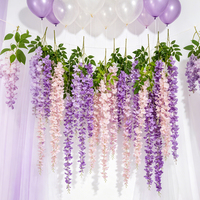 Guirlande de fleurs artificielles en glycine en plastique mélangé, violettes et roses, pour Pâques, mariage, Saint-Valentin, remise de diplôme, décoration intérieure
