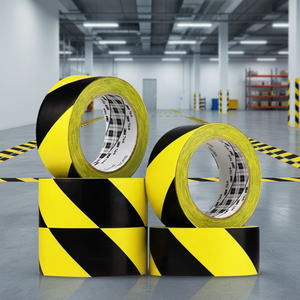766 Waterproof Hot Melt Barricade Warning <b>Tape</b> Black and Yellow Dual Color Floor Caution <b>Tape</b> PVC Positioning Marking - Product Image 1