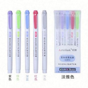 Lot de surligneurs promotionnels OEM personnalisés, mignons, 6 couleurs pastel Morandi multicolores, à pointe oblique, non effaçables - Product Image 4