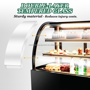 0.9m Black Curved Glass Cake Showcase Digital <b>Thermostat</b> Auto-defrosting Bread Display Refrigerator - Product Image 6