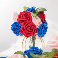 Rose artificielle en mousse de 7,5 cm, fleur faite à la main avec tige et support – Durable et écologique pour la Fête des Mères, Noël et le Nouvel An