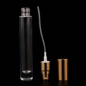 New product luxury perfume 10ml mini glass water spray bottle with gold cap