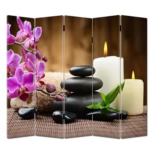 Waterproof Printed Canvas Folding Screens Printed Multi-functional SPA Art Structure Canvas Flexible Room Dividers Partition