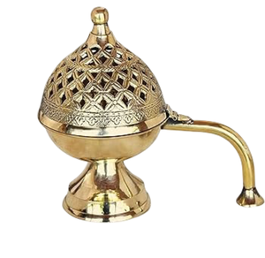 Quemador de Carbón con Diseño Árabe en Forma de Oud, Fundido en Latón, Quemador de Incienso Moderno para Decoración del Hogar, Aromático de Tendencia - Product Image 1