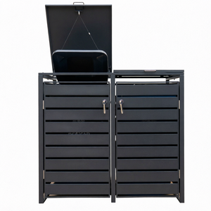 Poubelle extérieure en acier galvanisé, étanche, antirouille, avec serrure, pour rangement de déchets - Product Image 1