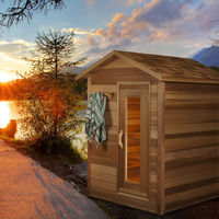 Kamar Sauna 4 orang dari kayu Solid, kamar mandi uap Yoga panas luar ruangan, fungsi uap kering 3 orang rumah Sauna