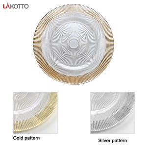 Platos de cena de boda para eventos, de lujo, de vidrio transparente dorado - Product Image 5